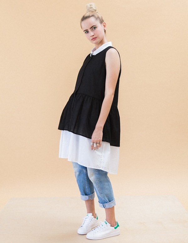 Ali Golden PEPLUM TANK - BLACK Ali Golden PEPLUM TANK - BLACK