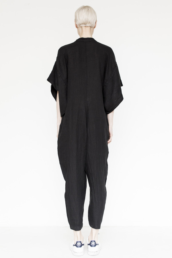 Black Crane Linen Jumpsuit Black Crane Linen Jumpsuit