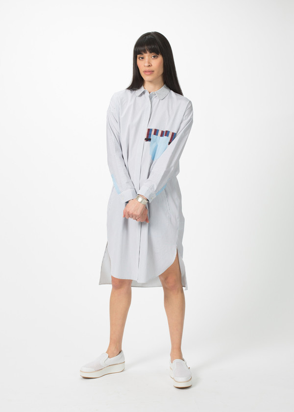 Odeeh Shirtdress with Stripe Trim Odeeh Shirtdress with Stripe Trim