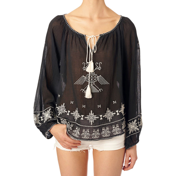 Star Mela Lipi embroidered top - black/ecru Star Mela Lipi embroidered top - black/ecru