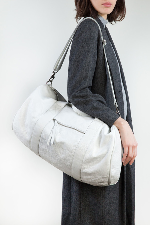 Clyde Duffel Bag in White Leather Clyde Duffel Bag in White Leather