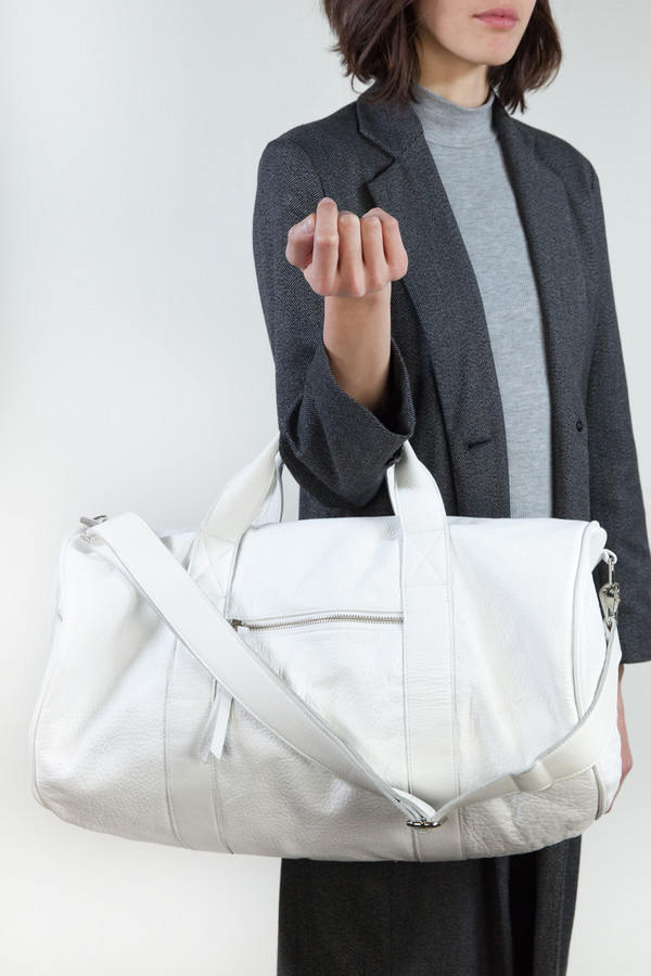 Clyde Duffel Bag in White Leather Clyde Duffel Bag in White Leather