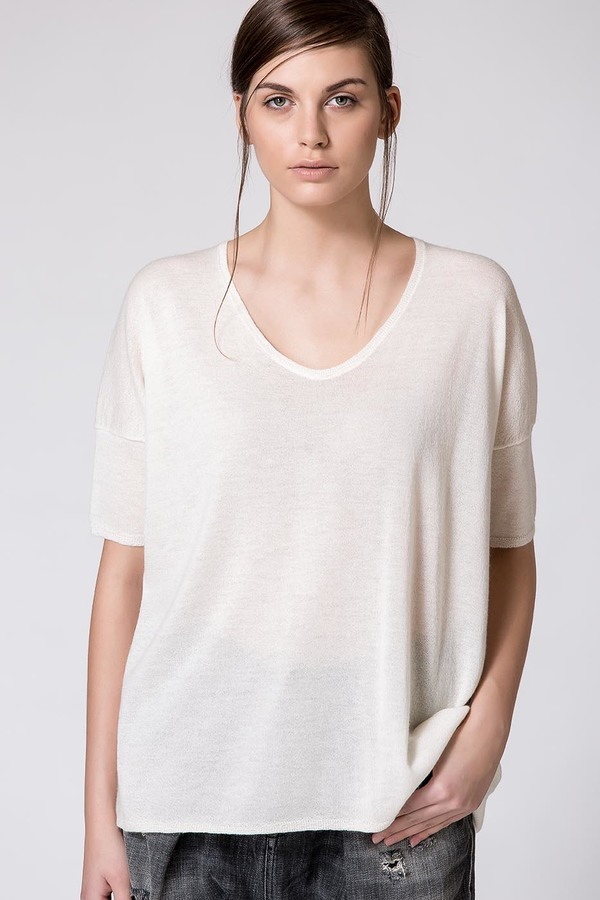 Paychi Guh Cashmere Boxy Tee Ivory Paychi Guh Cashmere Boxy Tee Ivory