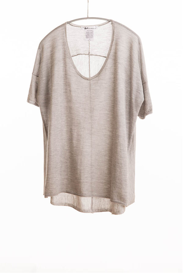 Paychi Guh Cashmere Boxy Tee Light Heather Grey Paychi Guh Cashmere Boxy Tee Light Heather Grey
