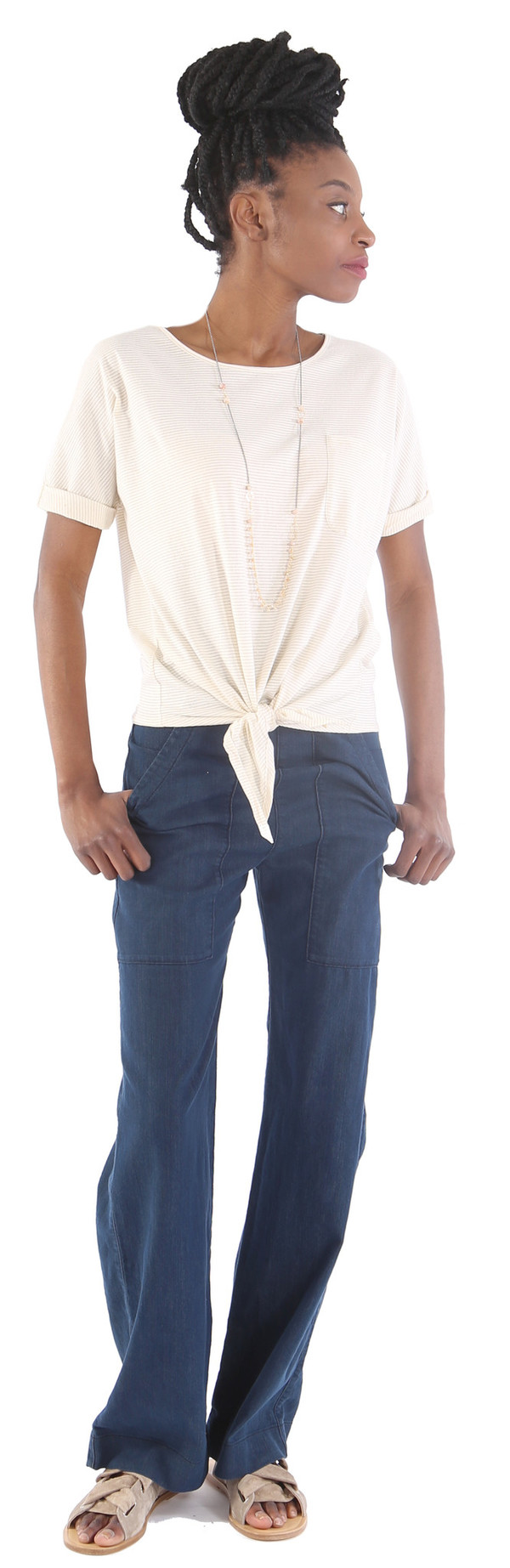 Des Petits Hauts Tahlim Gold Tie Tee - Ecru Des Petits Hauts Tahlim Gold Tie Tee - Ecru