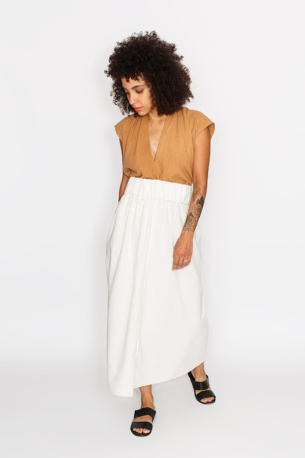 Miranda Bennett Paper Bag Skirt, Silk Noil in Natural Miranda Bennett Paper Bag Skirt, Silk Noil in Natural