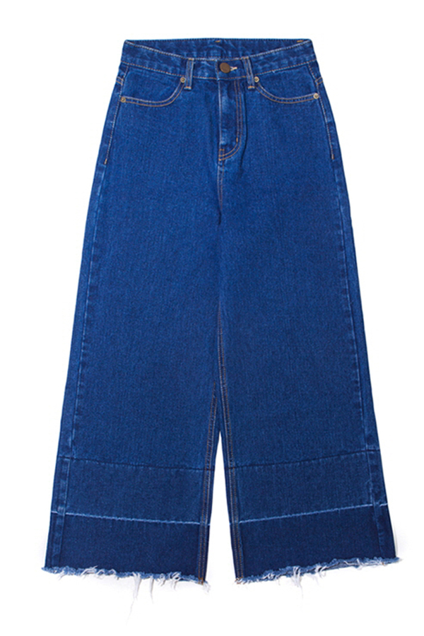 Lookast High Waist Wide Denim Pants- Dark Blue Lookast High Waist Wide Denim Pants- Dark Blue