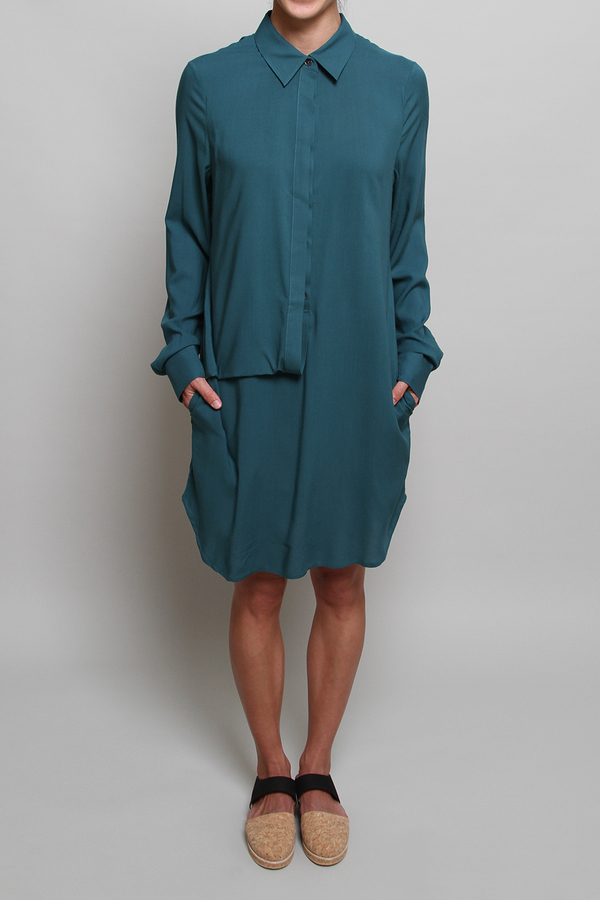 Chalayan Front Loop Dress in Shadow Green Chalayan Front Loop Dress in Shadow Green
