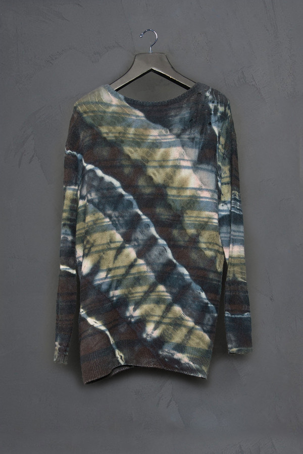 Raquel Allegra Shredded Shoulder Tie Dye Pull Over Raquel Allegra Shredded Shoulder Tie Dye Pull Over
