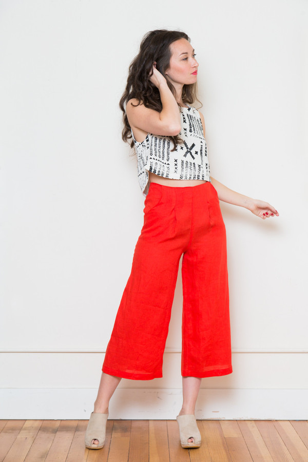 sam & lavi portia linen pant in red sam & lavi portia linen pant in red