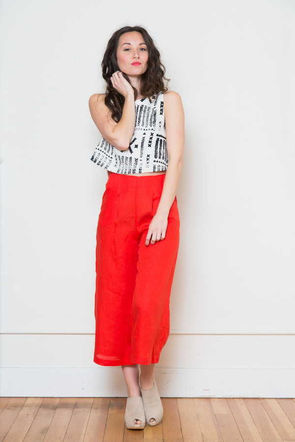 mira mira sam & lavi portia linen pant in red mira mira sam & lavi portia linen pant in red
