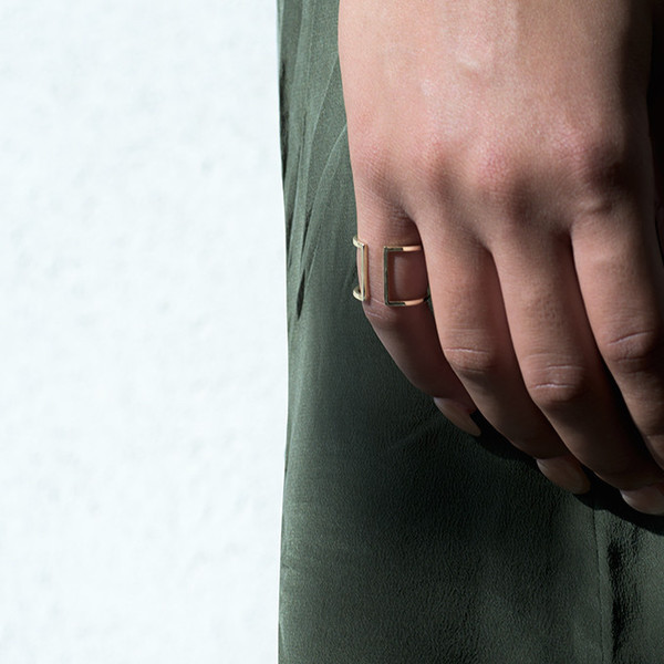 Knobbly Studio Open Square Ring in Gold Knobbly Studio Open Square Ring in Gold