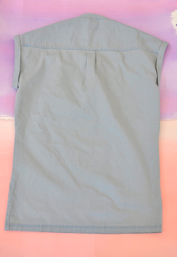 Courtshop "Kim" Lace Up Deep V Chambray Dress Courtshop "Kim" Lace Up Deep V Chambray Dress