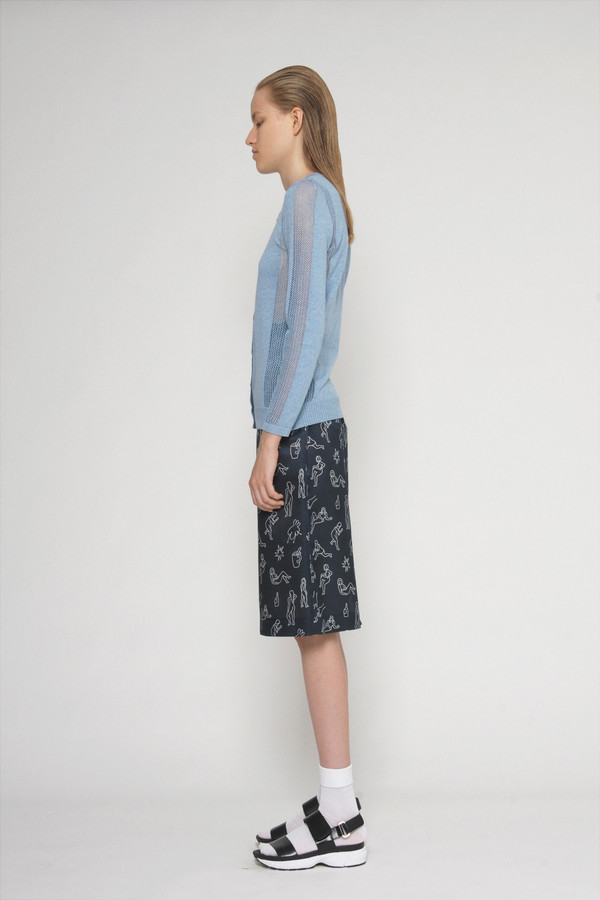 Diarte "Lina" Printed Silk Cotton Straight Skirt Diarte "Lina" Printed Silk Cotton Straight Skirt