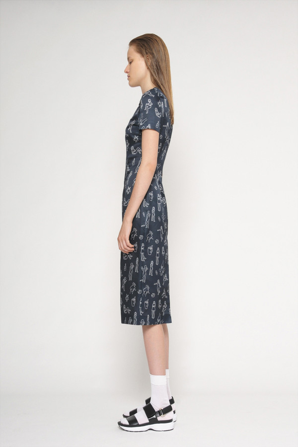 Diarte "Manel" Printed Short Sleeve Silk Cotton Dress Diarte "Manel" Printed Short Sleeve Silk Cotton Dress
