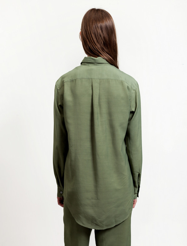 Lemaire Pointed Collar Shirt Olive Lemaire Pointed Collar Shirt Olive