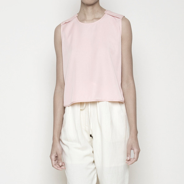 7115 by Szeki Crew Neck Cropped Top- Blush SS16 7115 by Szeki Crew Neck Cropped Top- Blush SS16