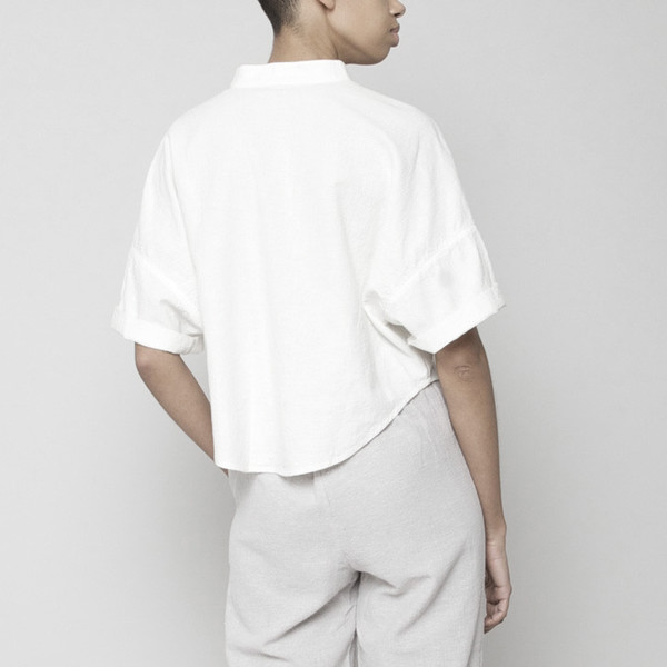 7115 by Szeki Pocket Cropped Shirt- White SS16 7115 by Szeki Pocket Cropped Shirt- White SS16