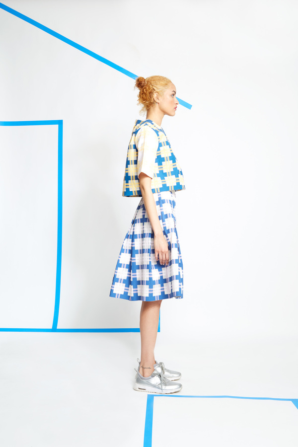Steven Tai Silk Screened Box Pleat Skirt Steven Tai Silk Screened Box Pleat Skirt
