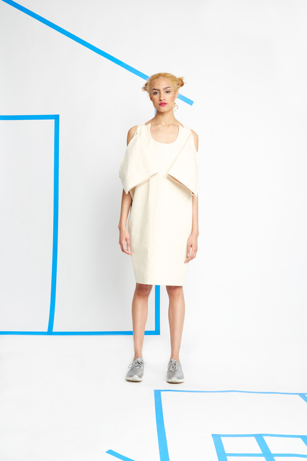 Nancy Stella Soto Offset Denim Back Flap Tee Dress Nancy Stella Soto Offset Denim Back Flap Tee Dress