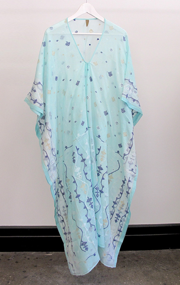 Two New York Seafoam Jamdani caftan Two New York Seafoam Jamdani caftan