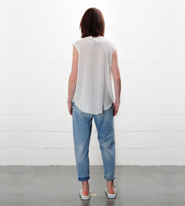 Raquel Allegra Shirred Sleeveless Henley Raquel Allegra Shirred Sleeveless Henley
