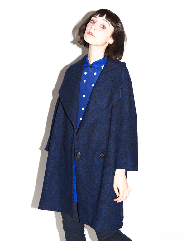 Ali Golden Navy and Black Shawl Collar Coat Ali Golden Navy and Black Shawl Collar Coat