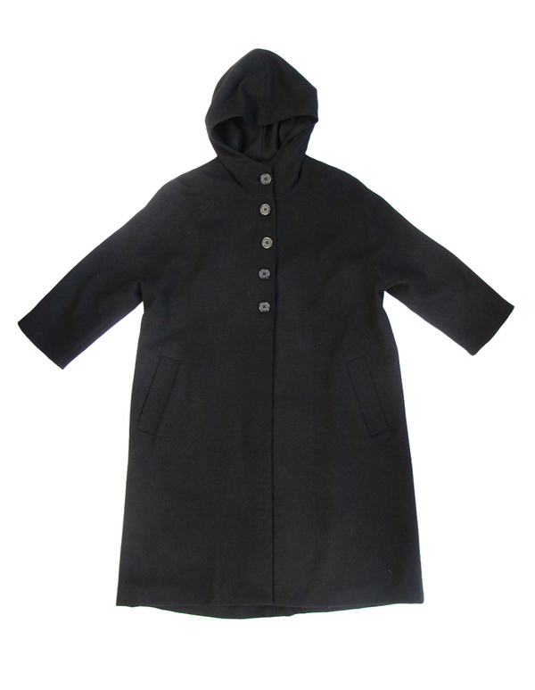 ALI GOLDEN BLACK HOODED WOOL COAT ALI GOLDEN BLACK HOODED WOOL COAT