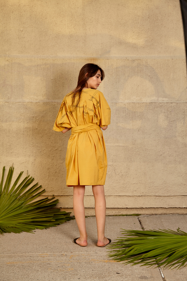 Tantuvi Pleated Column Dress- Sunray Tantuvi Pleated Column Dress- Sunray