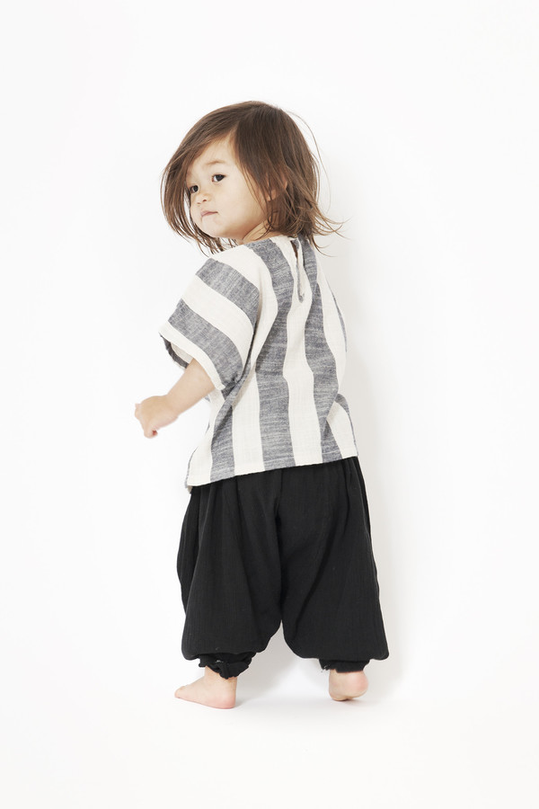 Black Crane Kids Linen Square Top Black Crane Kids Linen Square Top