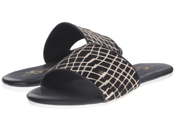 Yosi Samra Reese Linear Hair Calf Slide In Black Yosi Samra Reese Linear Hair Calf Slide In Black