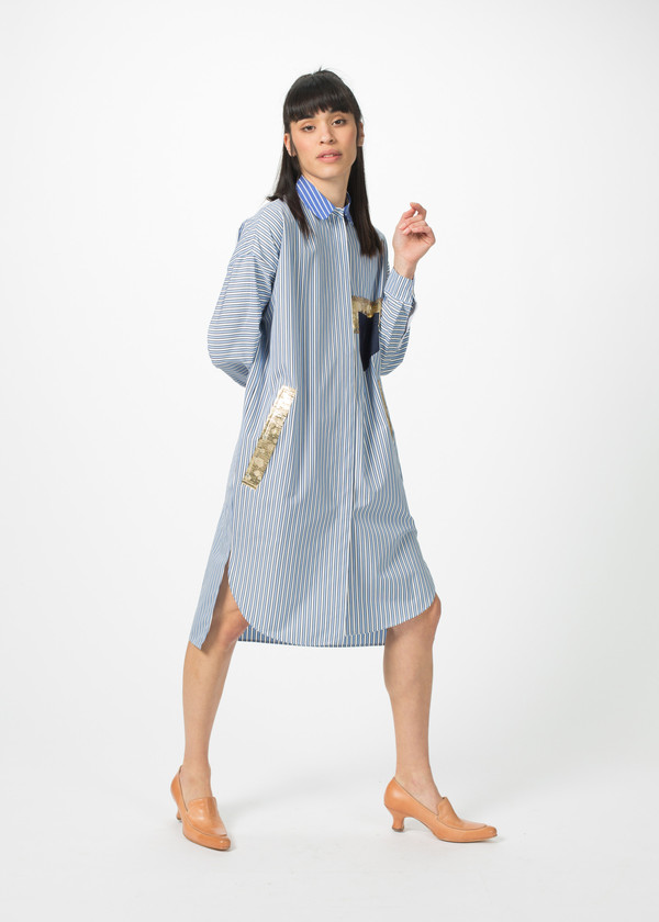 Odeeh Shirtdress with Gold Trim Odeeh Shirtdress with Gold Trim