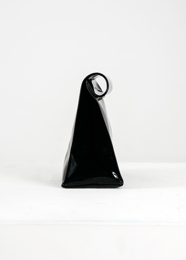 S M K Black Vinyl Foldover Bag S M K Black Vinyl Foldover Bag