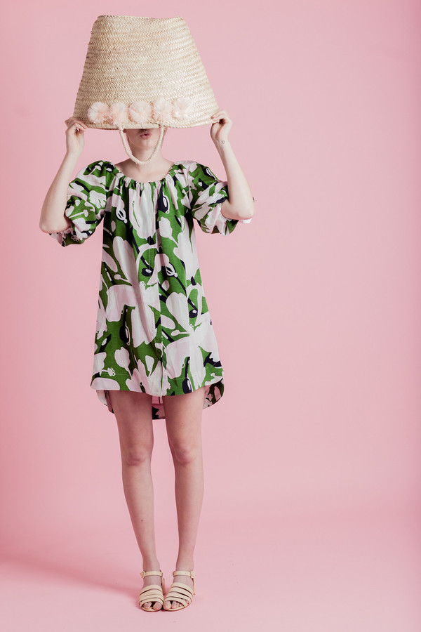WHIT AFRICAN LILY BALLOON DRESS WHIT AFRICAN LILY BALLOON DRESS