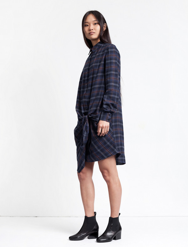 Thakoon Addition Flannel Side Tie Dress Thakoon Addition Flannel Side Tie Dress