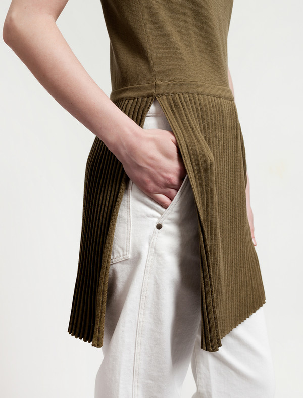 1205 Pleated Knit Top Khaki 1205 Pleated Knit Top Khaki