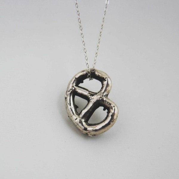 Gold Teeth Brooklyn Stering Silver Pretzel Necklace Gold Teeth Brooklyn Stering Silver Pretzel Necklace