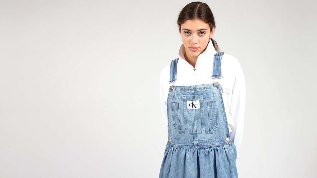 calvin klein iconic dungaree dress