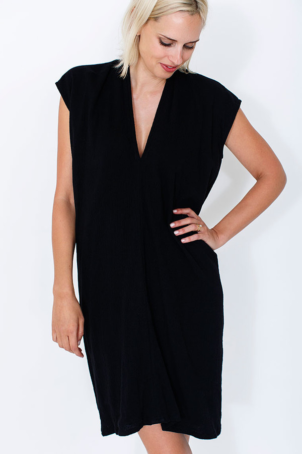 Miranda Bennett Black Everyday Dress, Double Gauze Miranda Bennett Black Everyday Dress, Double Gauze