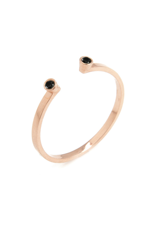 14k Rose Gold Band and Double Black Diamond Ring 14k Rose Gold Band and Double Black Diamond Ring