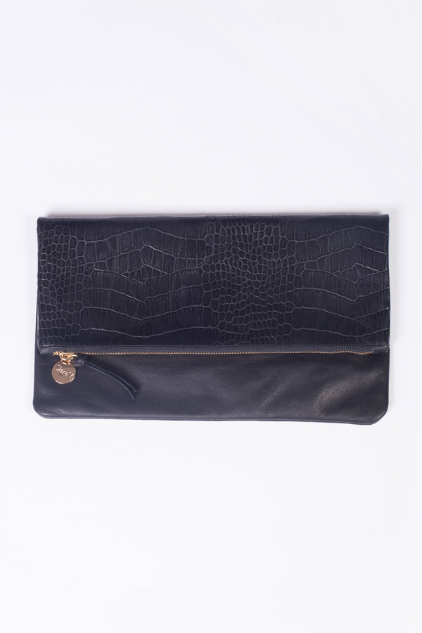 Clare V. Core Surpreme Foldover Clutch Black Pebble Clare V. Core Surpreme Foldover Clutch Black Pebble