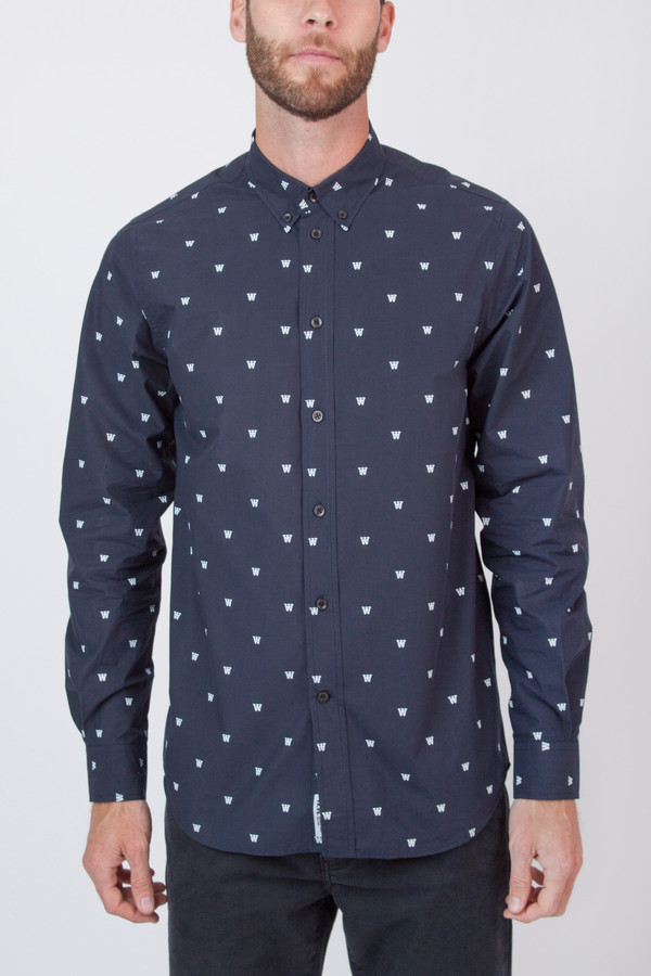 Men's Wood Wood Damien Shirt Navy Men's Wood Wood Damien Shirt Navy