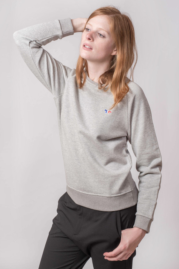 Maison Kitsune Tri Color Patch Sweatshirt Maison Kitsune Tri Color Patch Sweatshirt