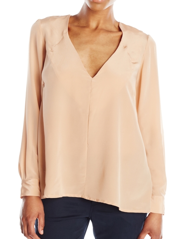 Vincetta Clay Silk Vneck Blouse Vincetta Clay Silk Vneck Blouse