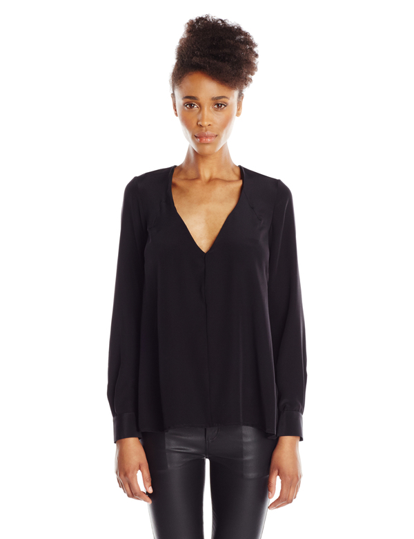 Vincetta Black Silk Vneck Blouse Vincetta Black Silk Vneck Blouse