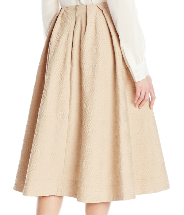 Vincetta Embossed Camel Cotton Circle Skirt Vincetta Embossed Camel Cotton Circle Skirt