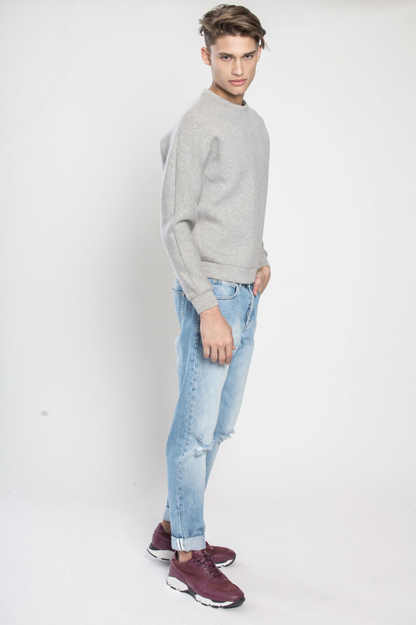 Men's Kenneth Ning Dolman Sleeve Sponge Pullover in Grey Men's Kenneth Ning Dolman Sleeve Sponge Pullover in Grey
