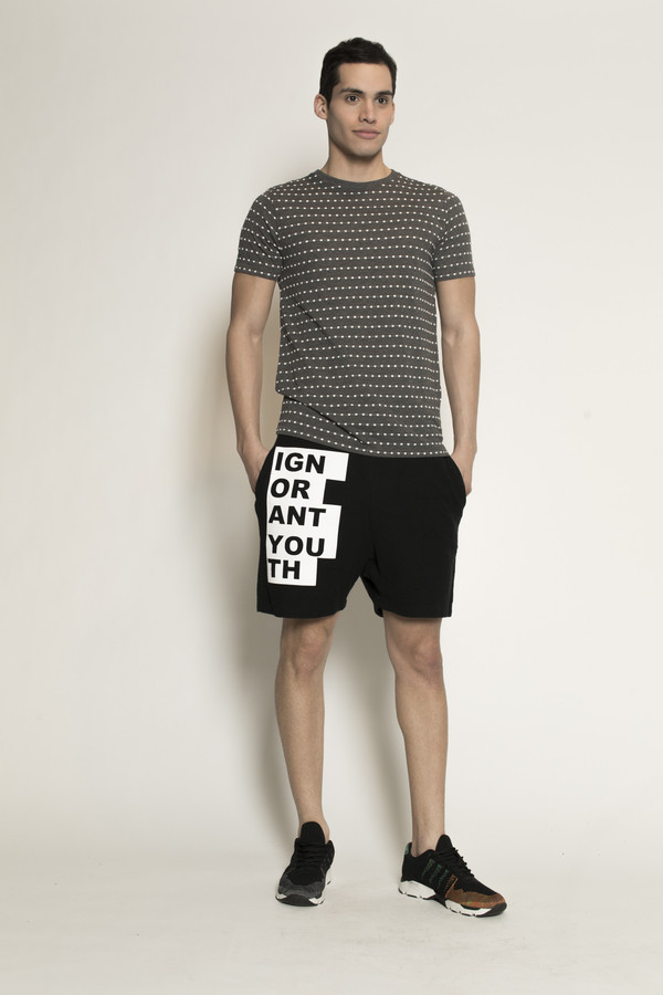 Men's Soulland Ferrell T-Shirt in Grey/White Dots Men's Soulland Ferrell T-Shirt in Grey/White Dots