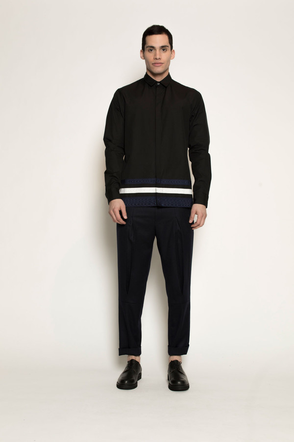 Men's Kenneth Ning Grosgrain Shirt in Black Men's Kenneth Ning Grosgrain Shirt in Black