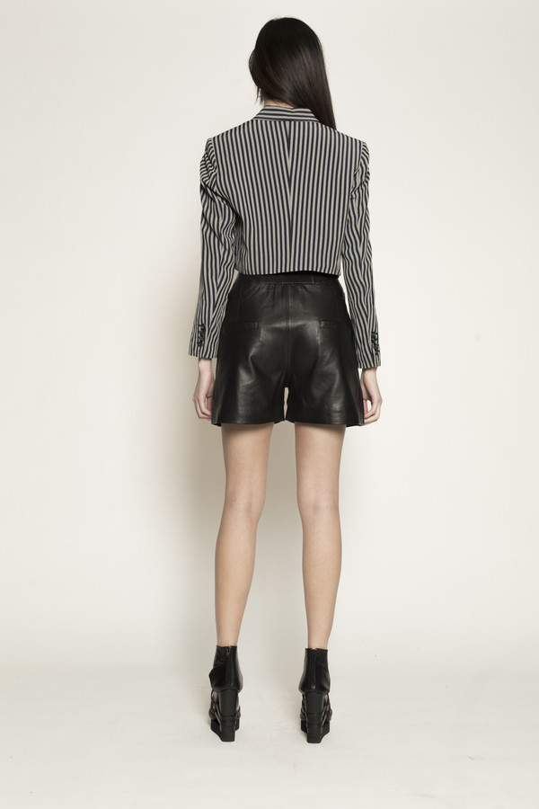 Dzojchen High Waisted Leather Shorts in Black Leather Dzojchen High Waisted Leather Shorts in Black Leather